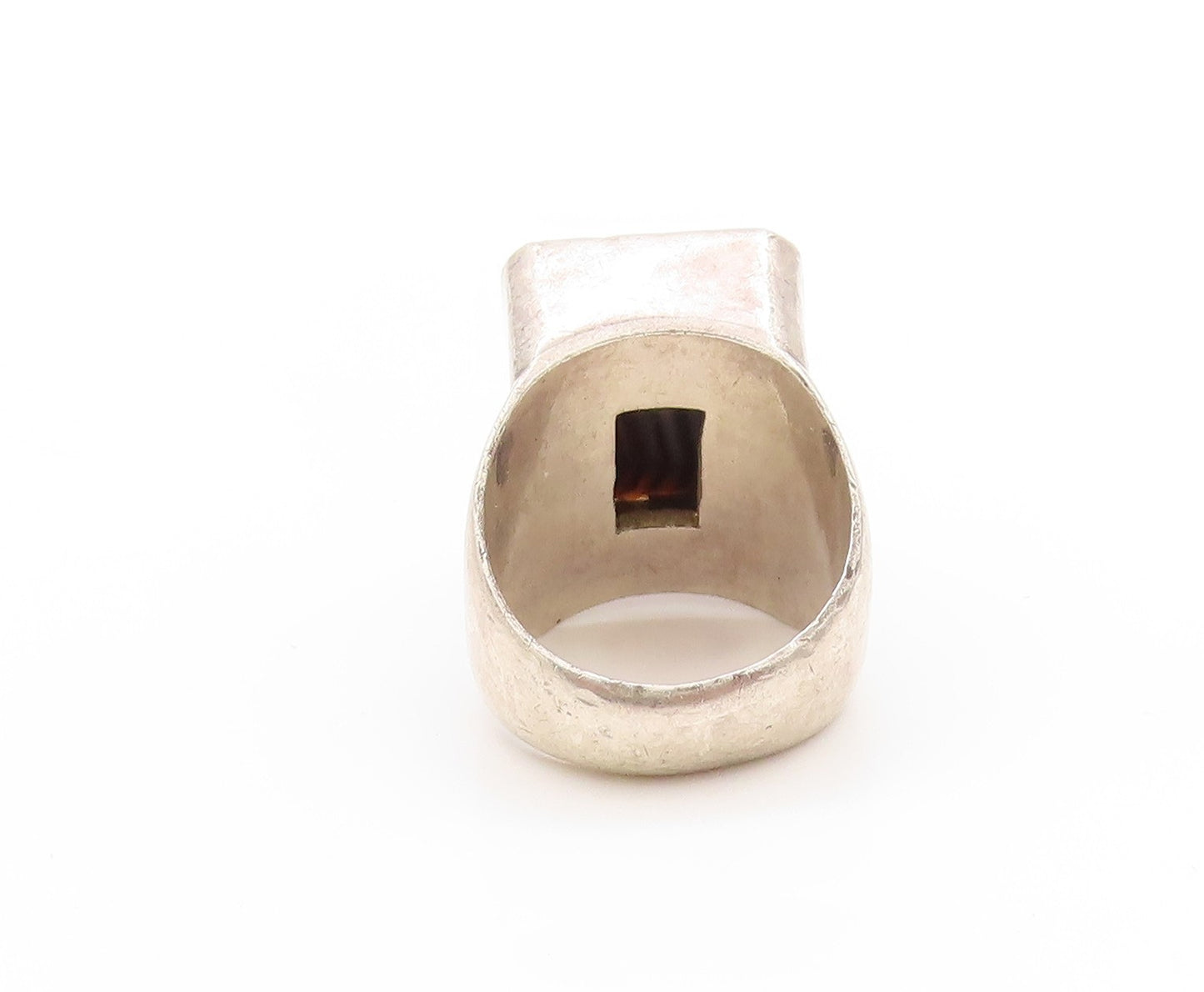 925 Sterling Silver Vintage Ring JANE DIAZ Large Botswana Agate  Sz 7  RG32784