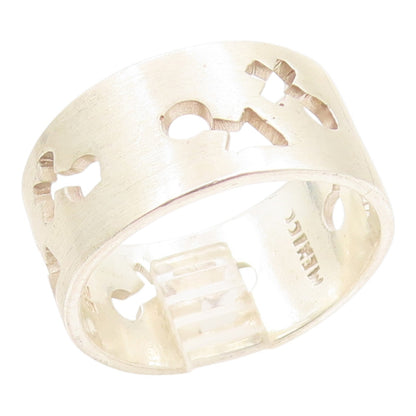 925 Sterling Silver Vintage Ring MEXICO Human Figure Cutouts  Sz 11  RG35803