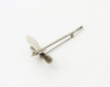 925 Sterling Silver  Vintage Shiny Smooth Dragonfly Motif Brooch Pin  BP7000