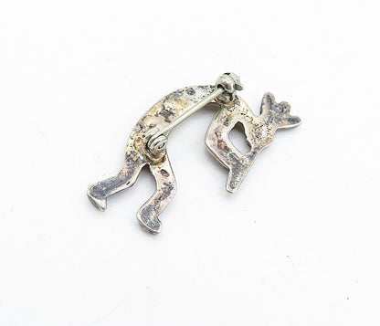 925 Sterling Silver  Vintage Oxidized Kokopelli Dancer Brooch Pin  BP2233