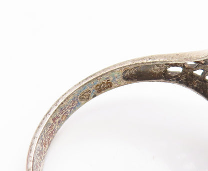 925 Sterling Silver Vintage Ring AVON CZ Intricate Openwork Band  Sz 11  RG35253