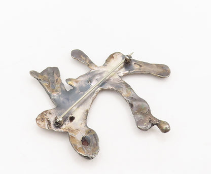 925 Sterling Silver  Vintage Antique Jewish Chai Brutalist Brooch Pin  BP10447