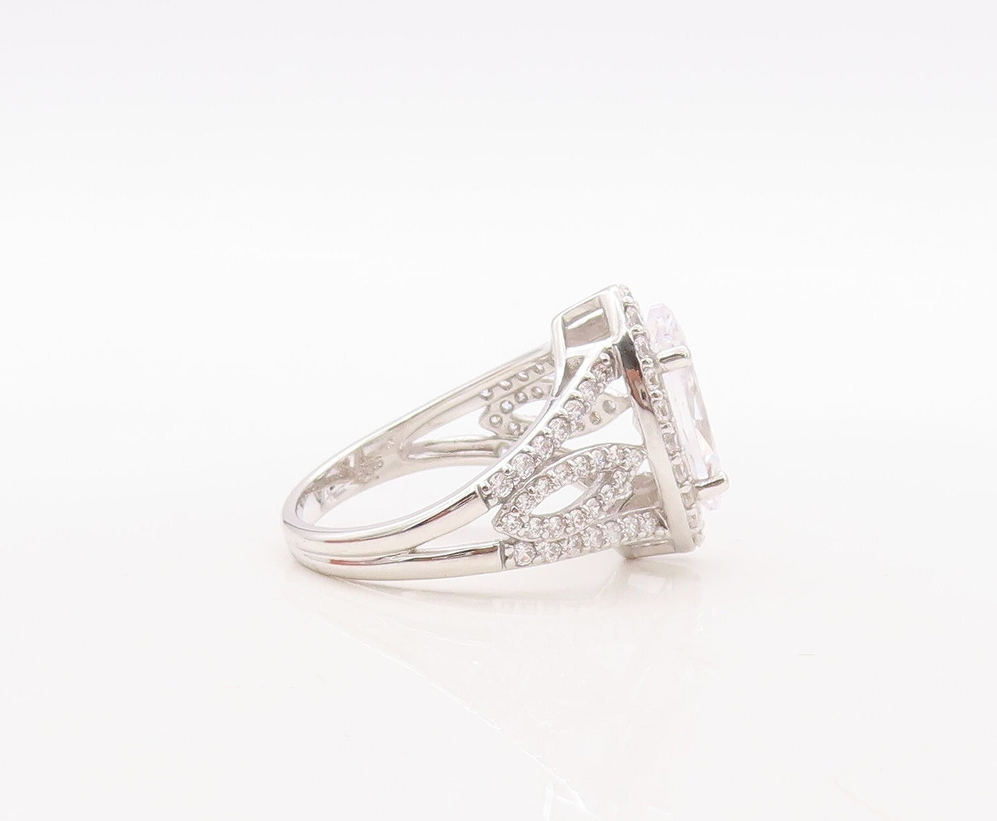 925 Sterling Silver Vintage Ring Designer Marquise Cutout CZ   Sz 8.5  RG30922