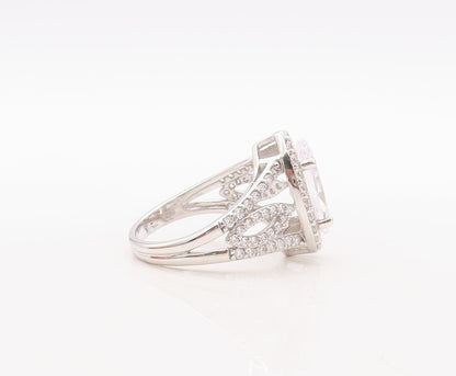 925 Sterling Silver Vintage Ring Designer Marquise Cutout CZ   Sz 8.5  RG30922