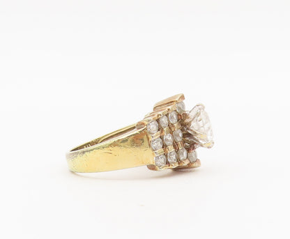 925 Sterling Silver Vintage Ring ROSS SIMONS Round Topaz Beaded  Sz 6 RG27934