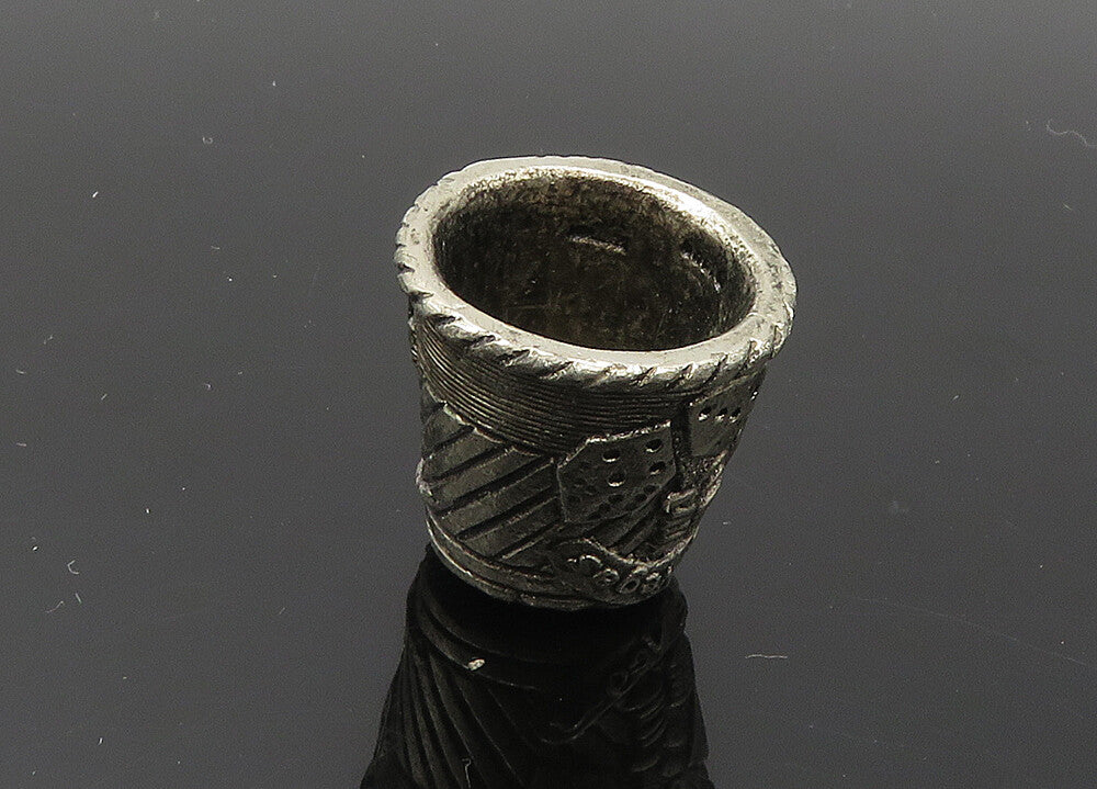 925 Sterling Silver  Vintage Dark Tone Las Vegas Sewing Thimble  TR2859
