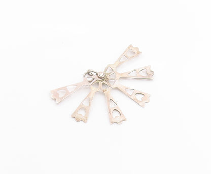 925 Silver  Vintage Triangle Cutout Folding Fan Pendant OPENS  PT21082