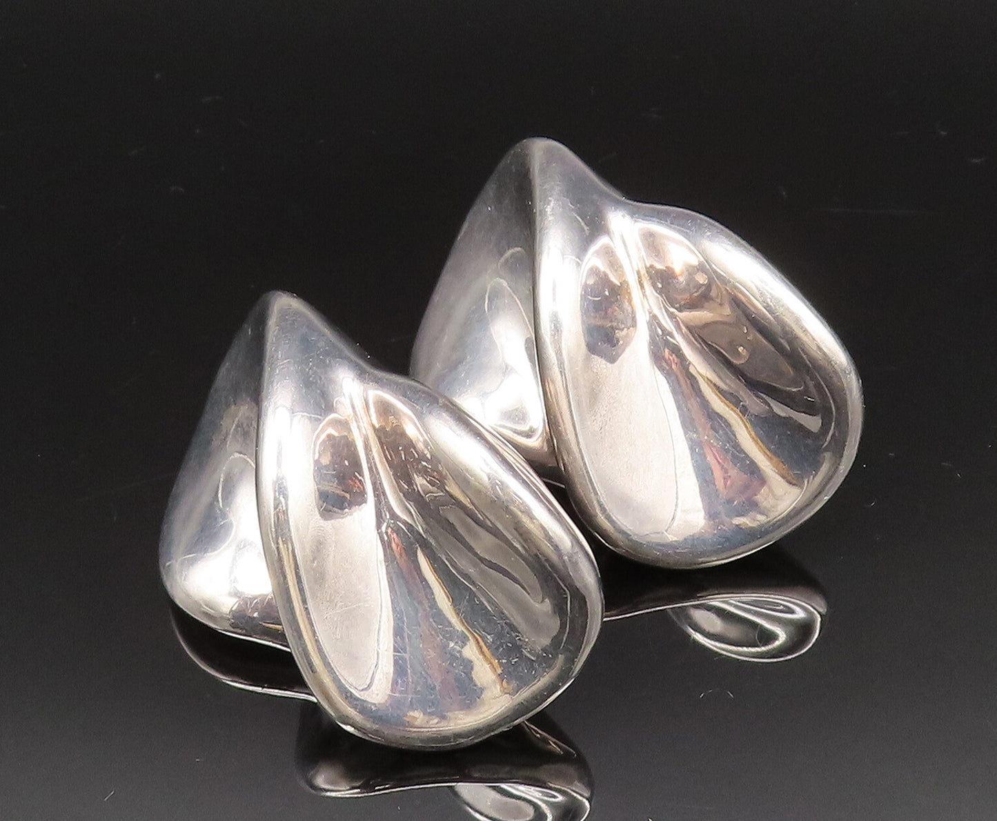FREDERIC J. DUCLOS 925 Silver  Vintage Modernist Non Pierced Earrings EG11897