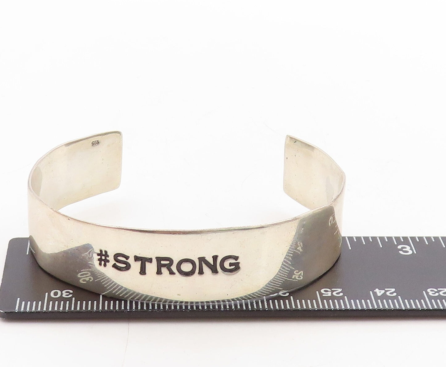 925 Sterling Silver Vintage Bracelet Minimalist STRONG Etched Cuff  BT10977