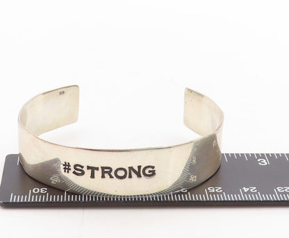 925 Sterling Silver Vintage Bracelet Minimalist STRONG Etched Cuff  BT10977