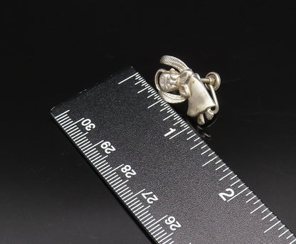 925 Sterling Silver Vintage Praying Angel Evil Devil Screw Back Earrings EG12160