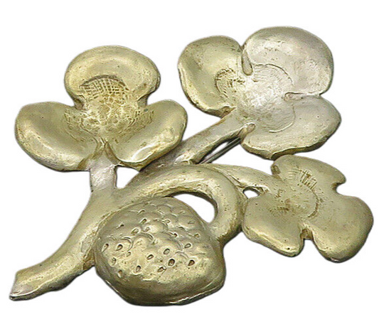 925 Sterling Silver  Vintage Heavy Floral Motif Brooch Pin  BP8208