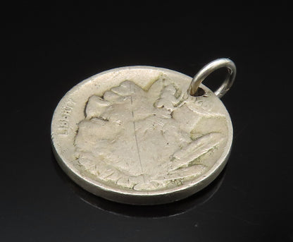925 Silver   Vintage Indian Head Five Cents Buffalo Coin Pendant  PT20539