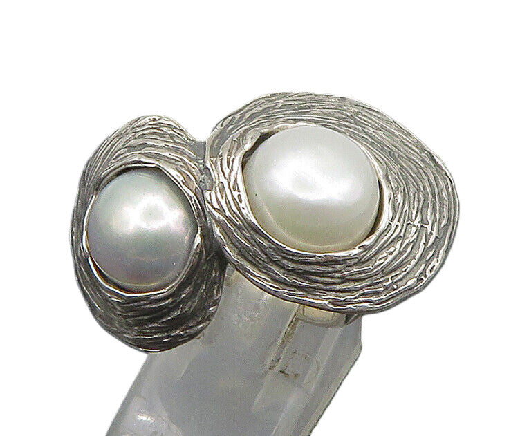 HAGIT GORALI ISRAEL 925 Silver  Vintage Pearls Cocktail Ring Sz 7.5  RG23657