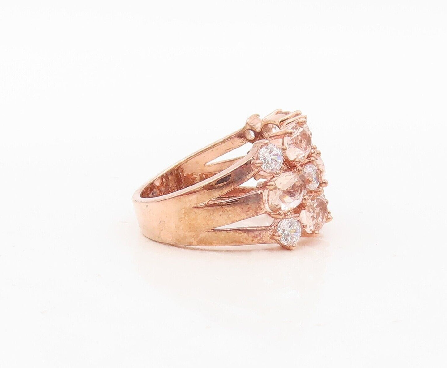 925 Sterling Silver Vintage Ring Rose Gold Plated Morganite & Topz Sz 7  RG30380