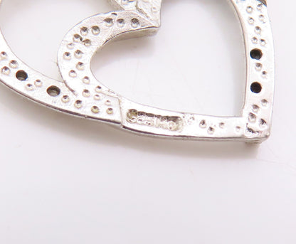 925 Sterling Silver Vintage Pendant Genuine Diamonds Love Heart Charm  PT25039