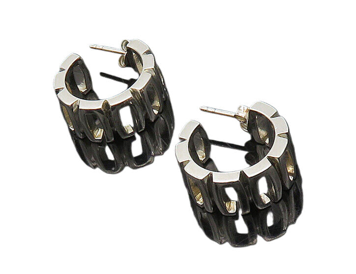 GUESS 925 Sterling Silver  Vintage Shiny Open Design JHoop Earrings  EG9699