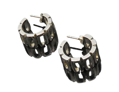 GUESS 925 Sterling Silver  Vintage Shiny Open Design JHoop Earrings  EG9699