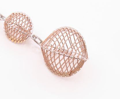 925 Sterling Silver  Shiny Two Tone Graduated Cage Drop Pendant  PT14516