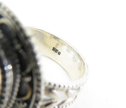 925 Sterling Silver  Vintage Mystic Topaz Floral Cocktail Ring Sz 6.5  RG7231