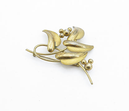 FORSTNER 925 Sterling Silver  Vintage Gold Plated Floral Brooch Pin  BP1846