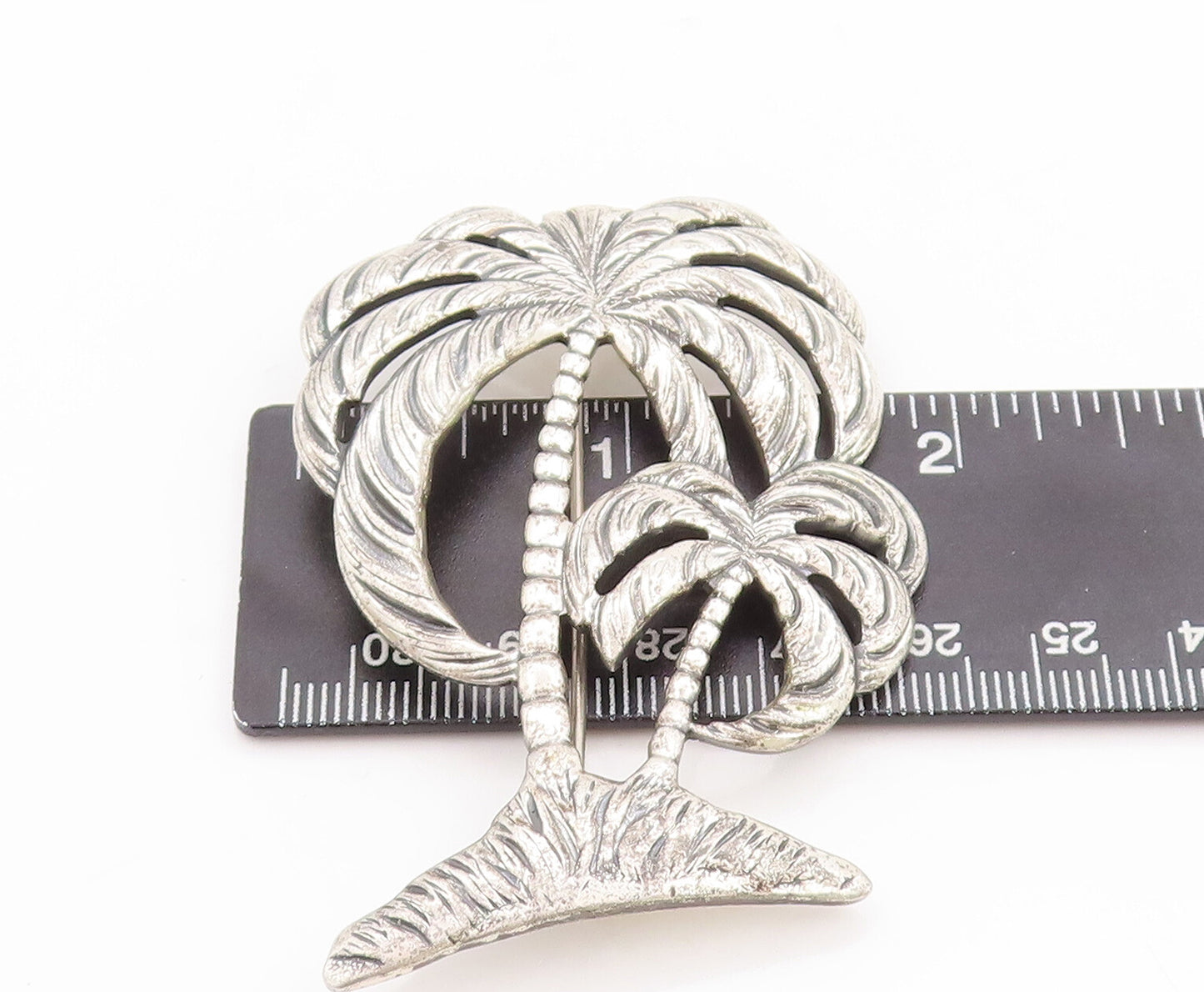 925 Sterling Silver Vintage Brooch Pin DANECRAFT Coconut Tree On Beach  BP11066