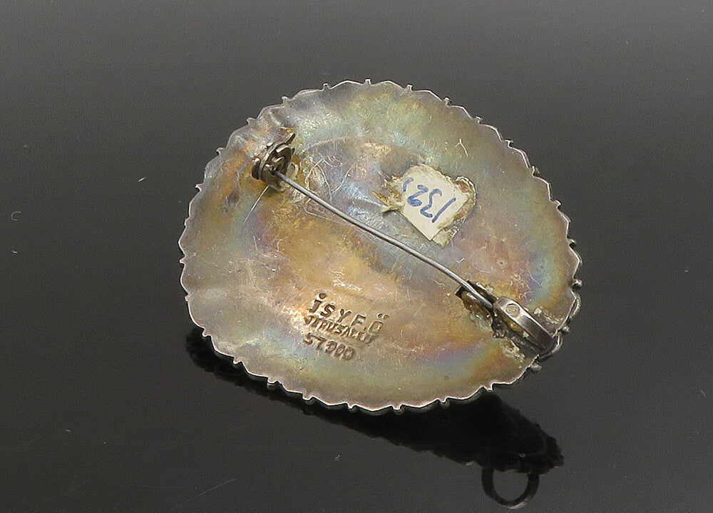 ISRAEL 925 Sterling Silver  Vintage Eilat Stone Swirl Twist Brooch Pin  BP9046