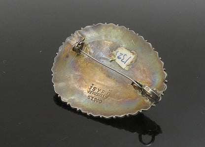 ISRAEL 925 Sterling Silver  Vintage Eilat Stone Swirl Twist Brooch Pin  BP9046