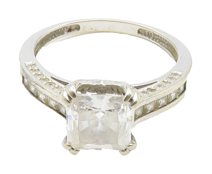 925 Sterling Silver  Cubic Zirconia Solitaire With Accents Ring Sz 11  RG9939