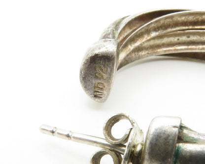 925 Sterling Silver  Vintage Dark Tone Round Twist JHoop Earrings  EG7266