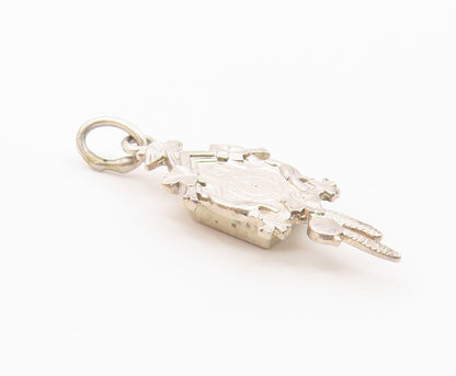 925 Sterling Silver  Vintage Shiny Cuckoo Clock Motif Pendant  PT17514