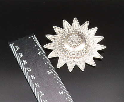 925 Sterling Silver  Vintage Hollow Beaded Sunflower Brooch Pin  BP9633