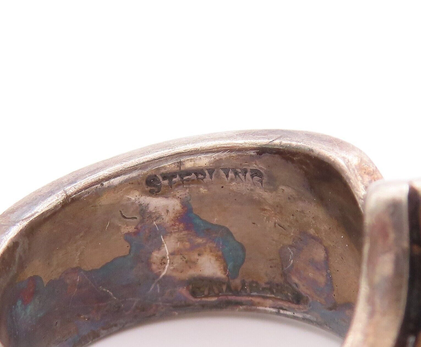 925 Sterling Silver Vintage Ring Designer Solid Carved Bypass  Sz 6.5  RG28644
