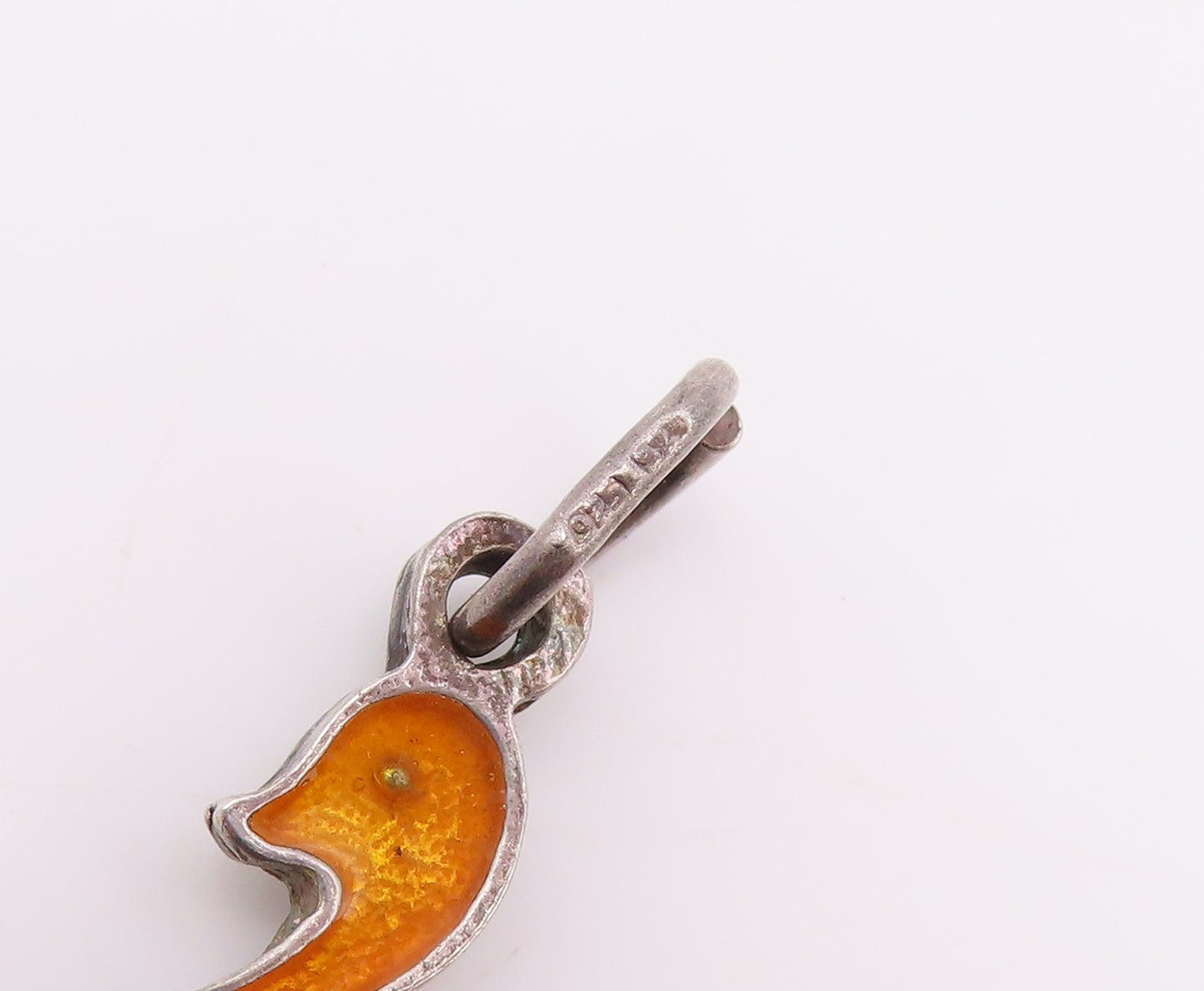 925 Sterling Silver Vintage Pendant Enameled Cutout Duck Charm  PT24287