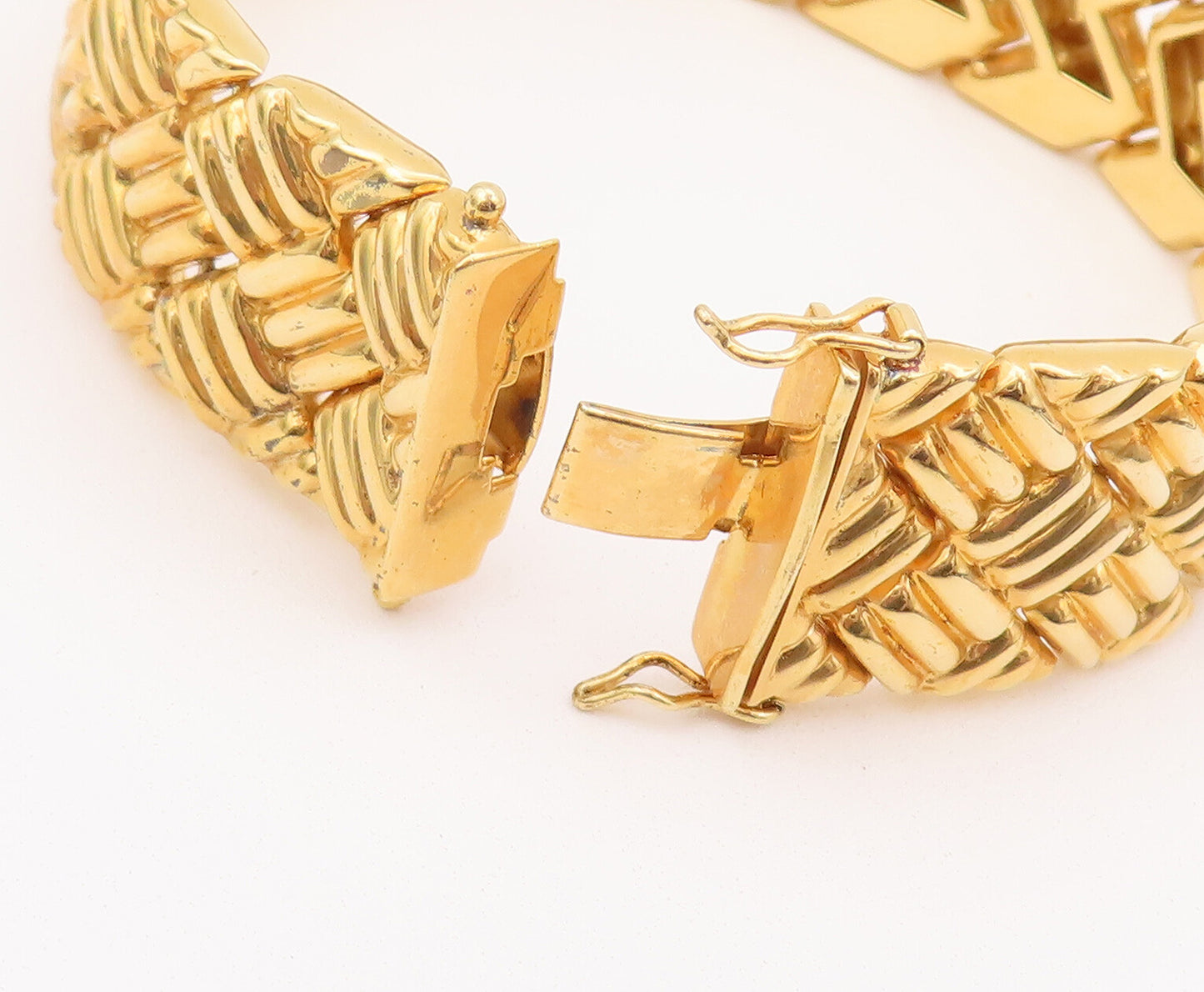 925 Sterling Silver Vintage Bracelet Linked Gold Plated Woven Effect  BT10405