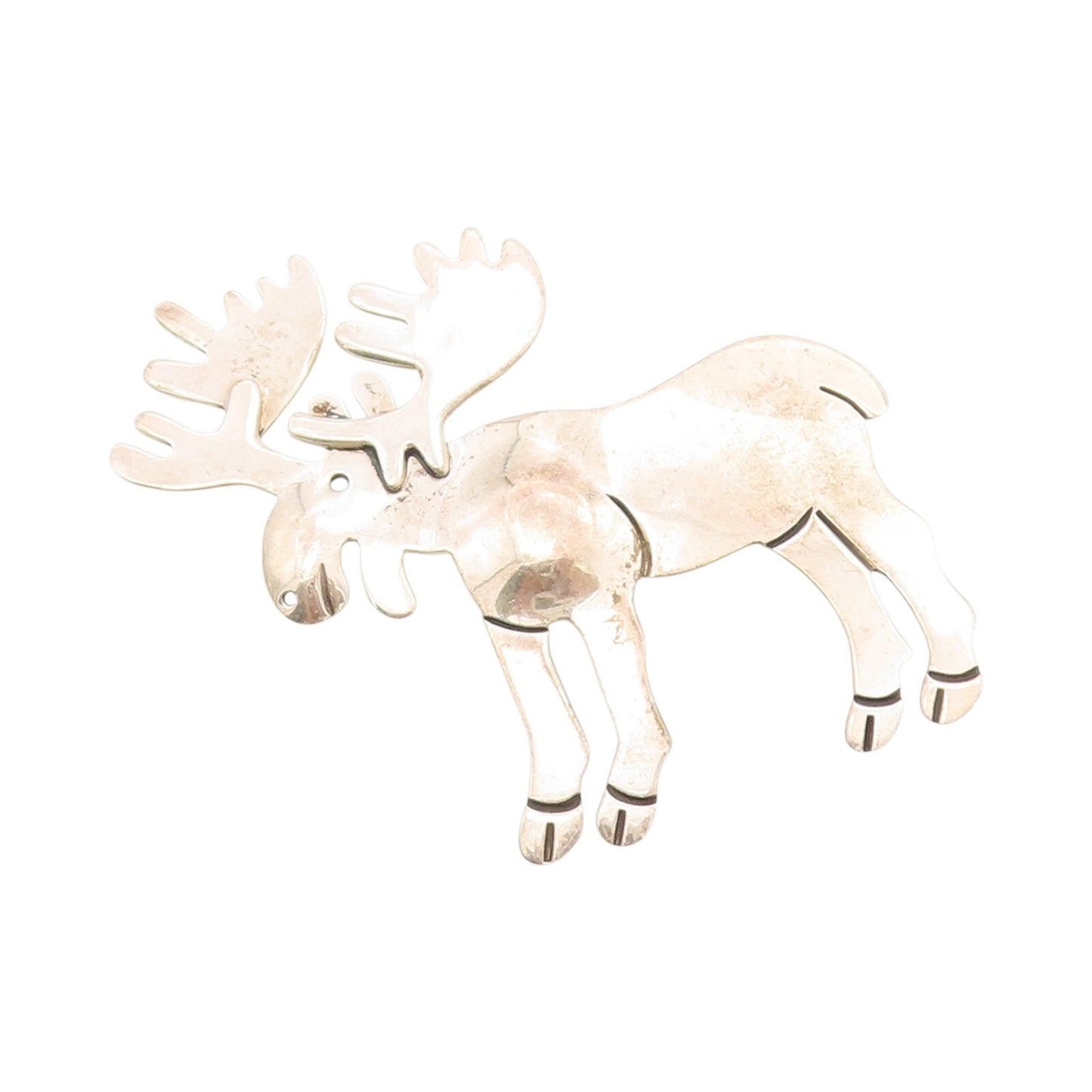 925 Sterling Silver Vintage Brooch Designer Cutout Reindeer  BP11499