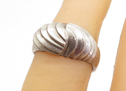 925 Sterling Silver  Vintage Fluted Dome Design Round Band Ring Sz 6  RG4757