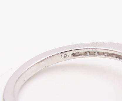 925 Sterling Silver Vintage Ring Oval Cut & Halo CZ Band  Sz 7  RG30781