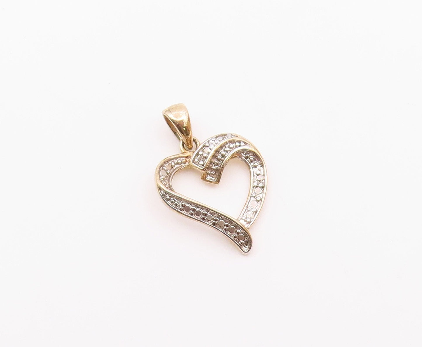 925 Sterling Silver  Vintage Shiny Topaz 2 Tone Love Heart Pendant  PT18761