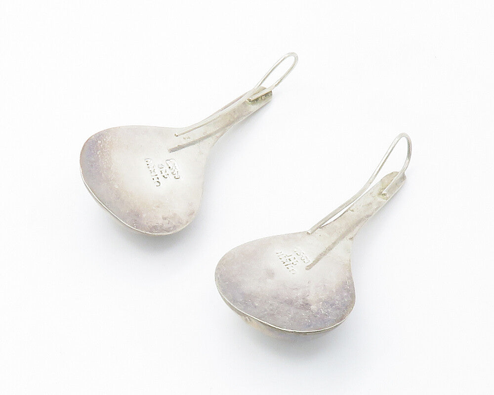 MEXICO 925 Sterling Silver  Vintage Smooth Hollow Rain Drop Earrings  EG7291