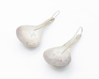 MEXICO 925 Sterling Silver  Vintage Smooth Hollow Rain Drop Earrings  EG7291