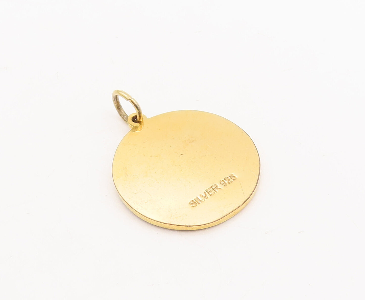 925 Sterling Silver Vintage Pendant Gold Plated Carved Medallion Of Hope PT23173