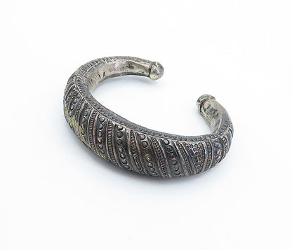 925 Sterling Silver  Vintage Antique Oxidized Pattern Cuff Bracelet  BT2501