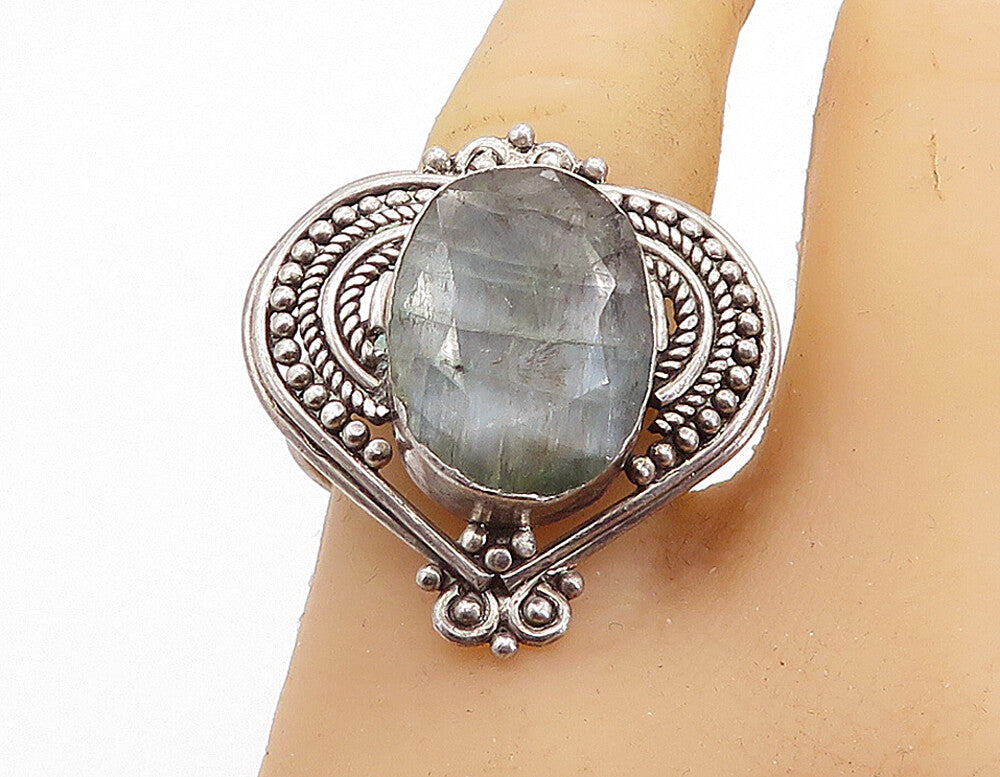 925 Sterling Silver  Vintage Faceted Agate Twist Cocktail Ring Sz 9.5  RG6899