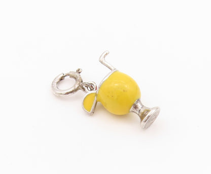 925 Sterling Silver Vintage Pendant Enameled Cocktail Glass Charm  PT24325