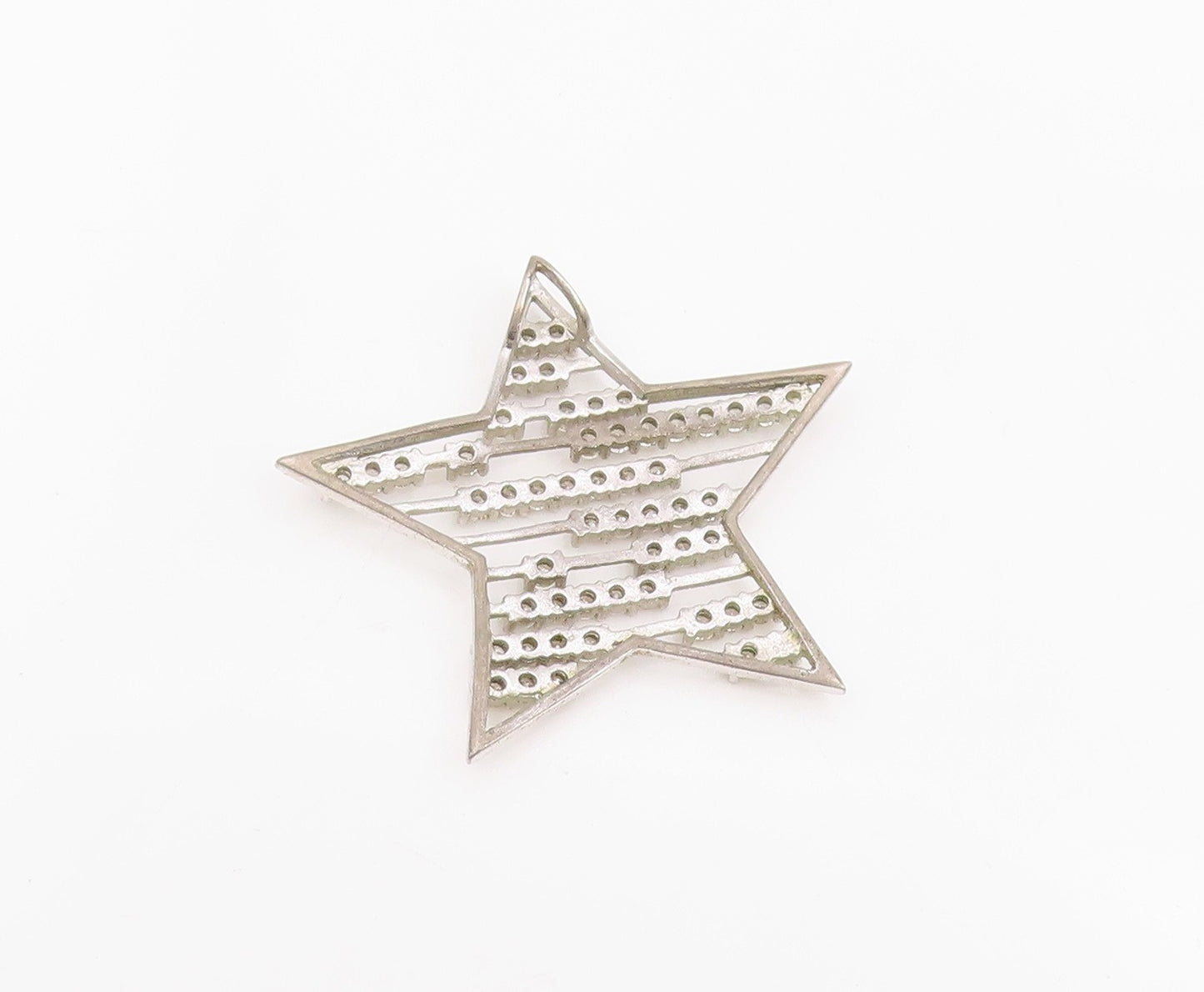 925 Sterling Silver Vintage Pendant Round CZ Geometric Celestial Star  PT25686