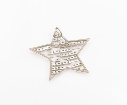 925 Sterling Silver Vintage Pendant Round CZ Geometric Celestial Star  PT25686