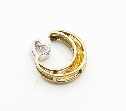 925 Sterling Silver   Genuine Diamond Crescent Moon & Heart Pendant  PT12777