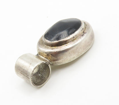 MEXICO 925 Sterling Silver  Vintage Black Onyx Hollow Oval Pendant  PT11746