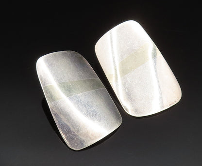 DESIGNER 925 Sterling Silver Vintage Minimalist Flat Abstract Earrings EG11896